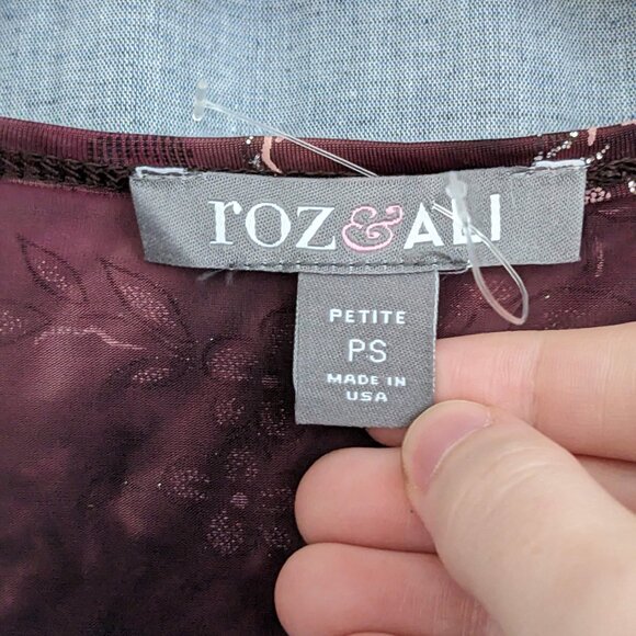 Roz & Ali Floral Cowl Neck Blouse - Pink and Brown - Picture 3 of 6